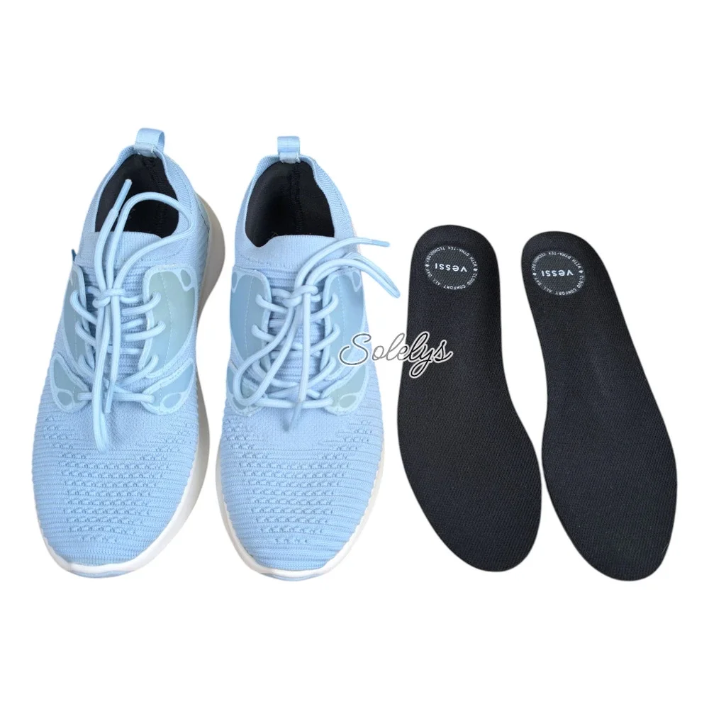 Vessi Everyday Move Womens 10 Sky Blue Waterproof Knit Dyma-Tex Lace Up Sneaker